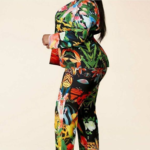 ❤️NEW L’atise by Amy Plus Size Forest Print Pantsuit - Picture 5 of 11